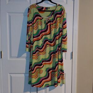 Kaari Blue Curvy printed dress Sz 3XNWOT